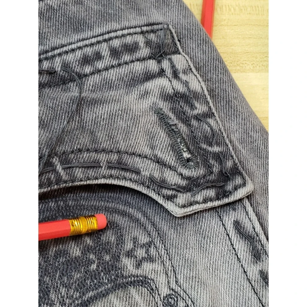 Laguna Beach Jeans Co Men Jeans 32X32 Gray Denim Y2K Embroidered Skull 30